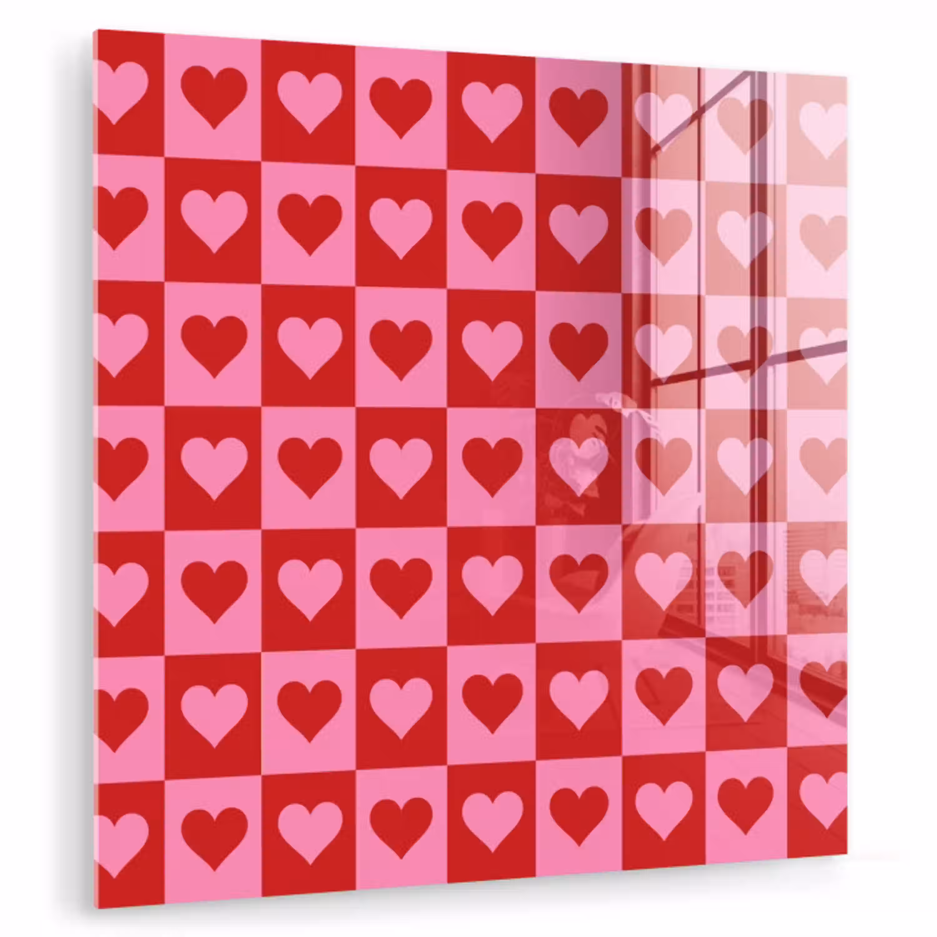Rood - Roze - Schaakbord - Valentijn plexiglas 5mm klein -zzzproduct_nieuw
