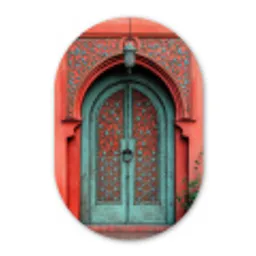 Lantaarn - Deur - Turquoise Wandcirkel Ovaal Forex klein -3d