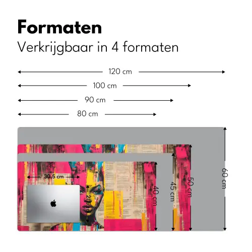 Vrouwengezicht - Krantenpapier - Abstract - Roze Muismat XXL klein -sfeer5
