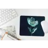 Bladeren - Bloem - Glazen - Donkerblauw muismat rubber klein -witbureau