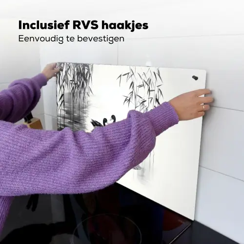 Eenden - Waterlelies - Riet - Zwart Inductie beschemer met haakjes klein -ky-ophangen-nl