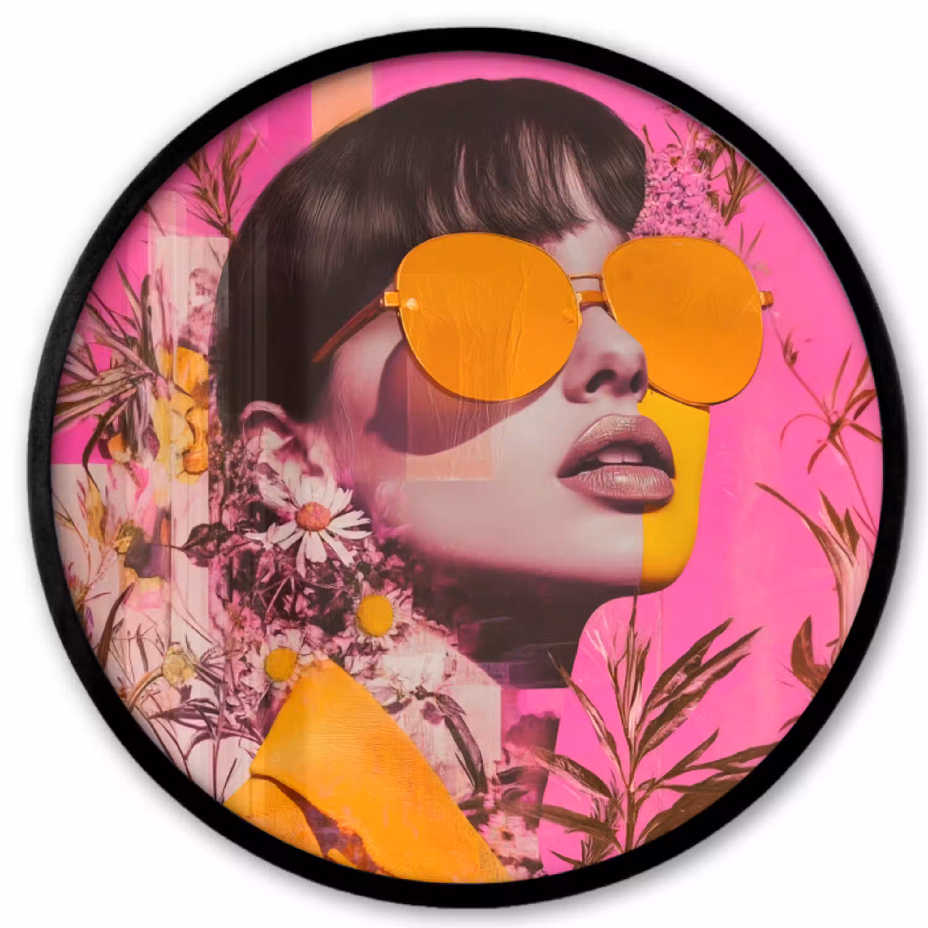 Zonnebril - Oranje - Vrouw - Planten Fotolijst rond zonder passe partout klein -3d