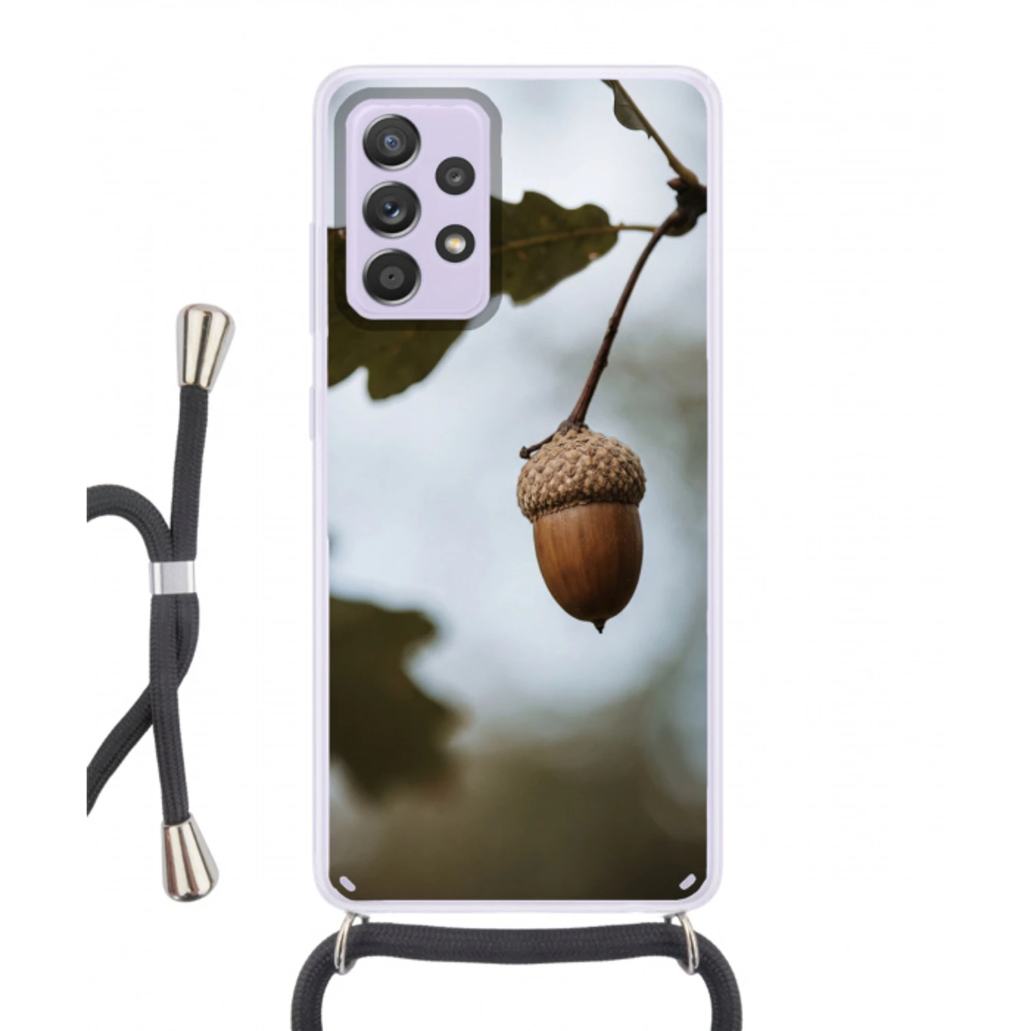 Eikel - Eikenblad - Bos - Herfst - Natuur Hoesje Samsung Galaxy A52 5G met koord klein -3d