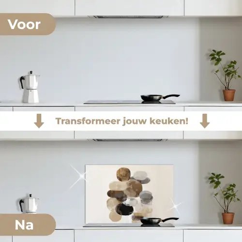 Ovaal - Kleurvlakken - Penseelstreken keuken achterwand spatscherm klein -voor_na_NL