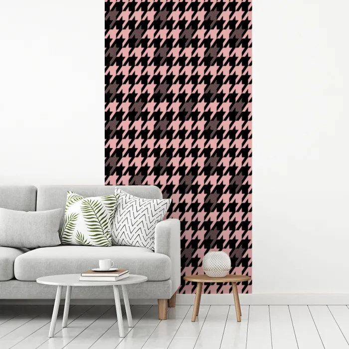Plaid - Patroon - Zwart - Roze fotobehang vinyl groot 64 -woonkamer