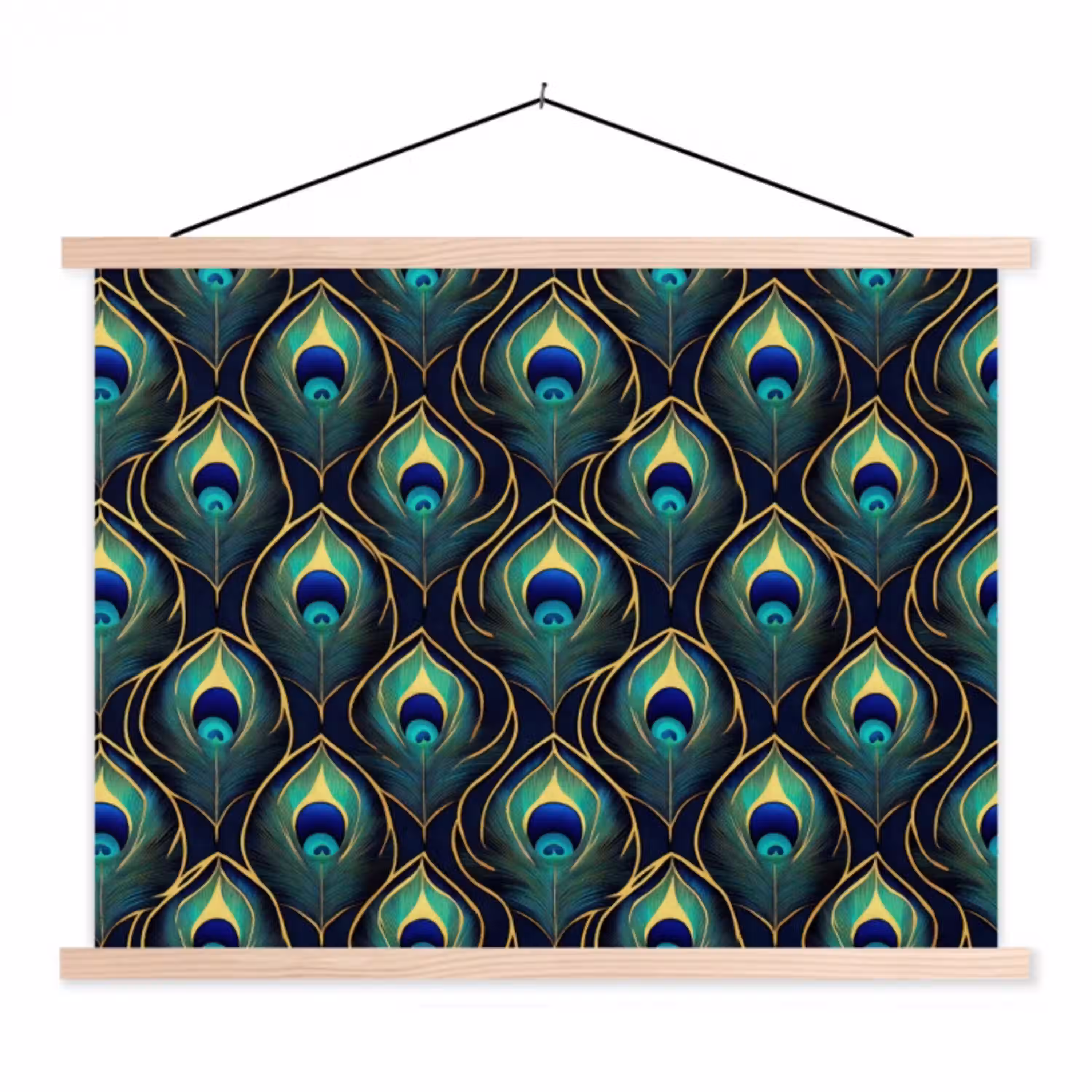 Pauw - Veren - Groen textielposter latten blank klein 122 -3d