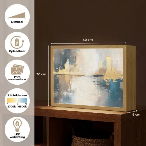 Abstract - Kunst - Goud Light Box met batterij (Wandlamp) middel -USP_websiteoverzichtNL