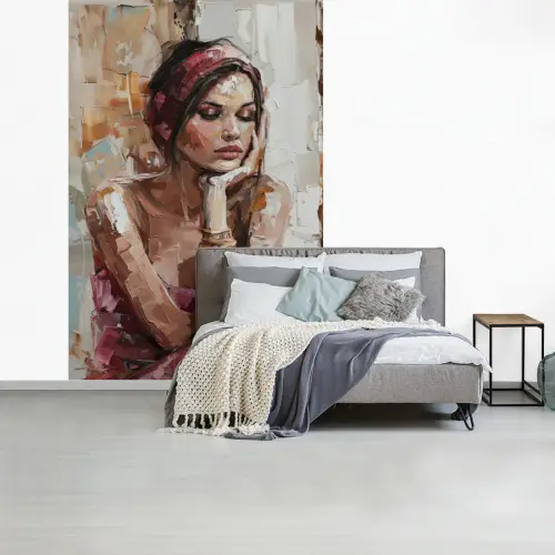 Vrouw - Verflook - Portret - Modern fotobehang vinyl groot -slaapkamer