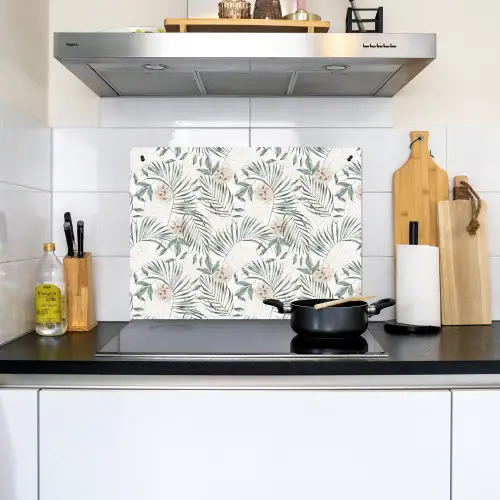 Boho - Jungle - Bloemen - Bladeren Inductie beschemer met haakjes klein -sfeer2