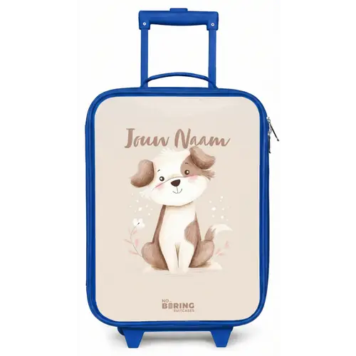 Hond in de kleuren bruin en beige Kinderkoffer - Blauw klein -zz3dotto