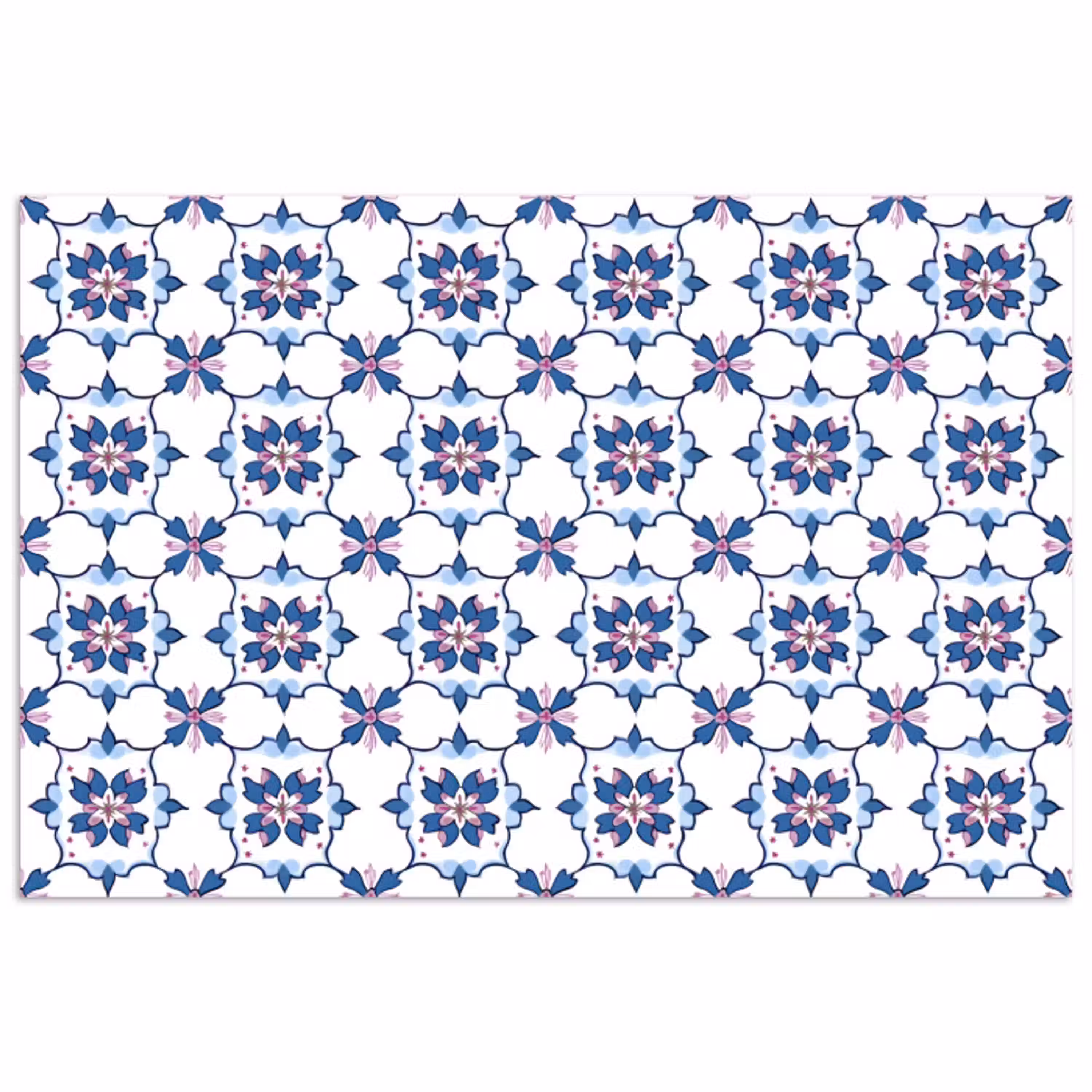 Modern - Patroon - Blauw - Roze poster papier klein 62 -3d