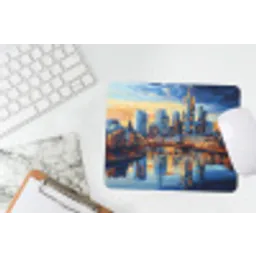 Zonsondergang Frankfurt - Stad - Skyline - Water muismat rubber klein -witbureau