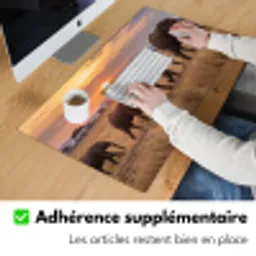 Olifanten - Savanne - Zonsondergang - Afrika - Warm Muismat XXL klein -zsfeer3_frans