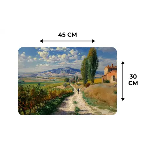 Mensen - Wandelen - Zandpad - Velden Placemat vinyl groot -specs