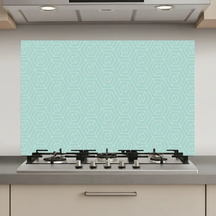 Turquoise - Patroon - Lijnen keuken achterwand spatscherm klein 900 -3d_website