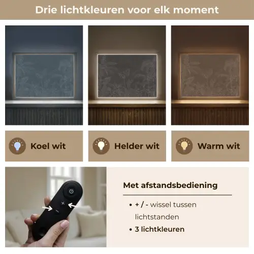 Beton - Patroon - Zwart Light Box met batterij (Wandlamp) middel -USP_lichtkleurNL