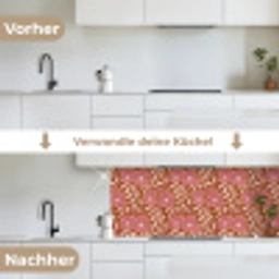 Sfeer - Bloemen - Roze keuken achterwand 2 middel 871 -voor-na_DE