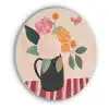 Vaas - Bloemen - Vlinder - Rood Akoestische PET Vilt - Rond klein -3d
