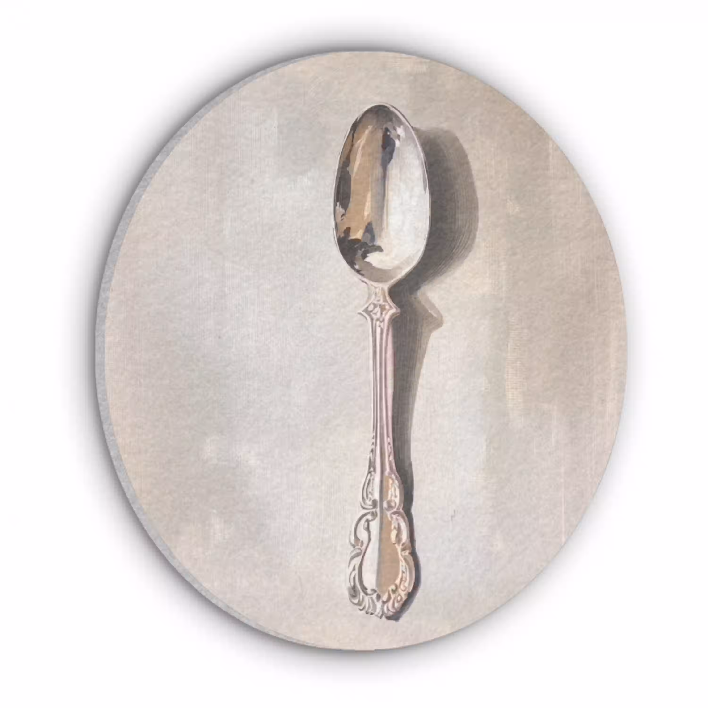 Lepel - Verf - Zilver Akoestische PET Vilt - Rond klein -3d