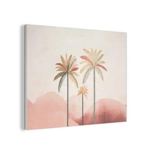 Palmbomen - Heuvels - Minimalistisch - Zachtroze PET vilt klein -3d
