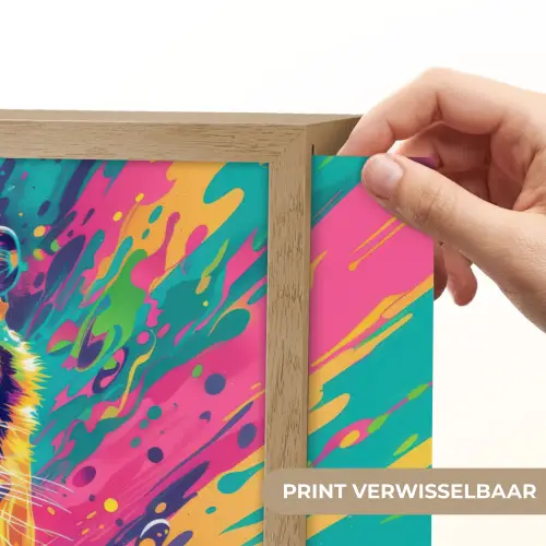 Tijger  - Wilde dieren - Kleurrijk - Verflook Light Box met batterij (Wandlamp kind) middel -USP_websiteprintNL