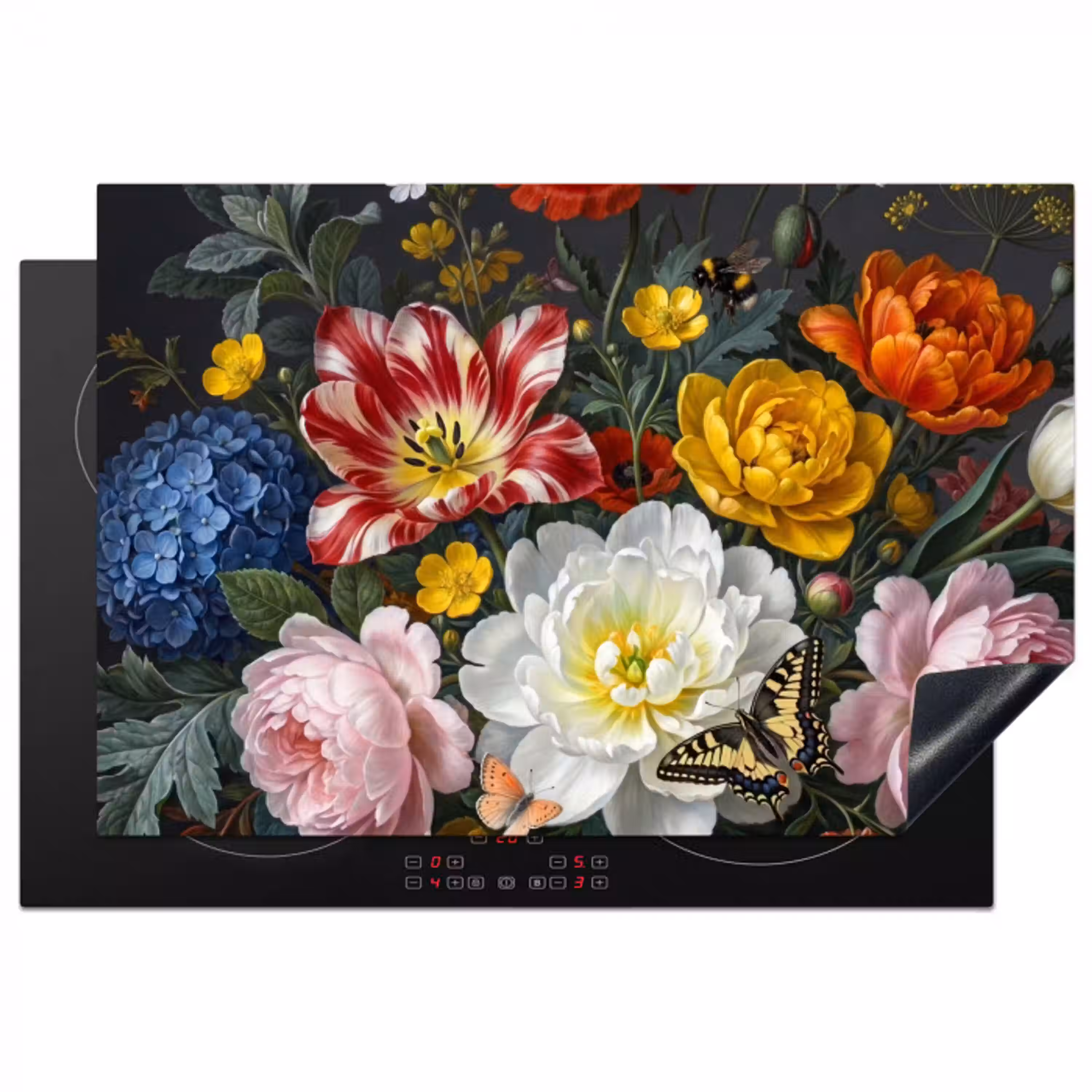 Bloemen - Boeket - Klassiek - Kleurrijk - Natuur Inductie beschermer vinyl 3mm klein -3d