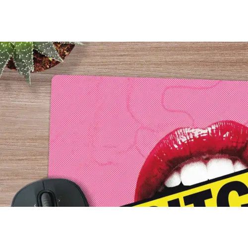 Lippen - Tekst - Kleurrijk muismat rubber klein -closeup