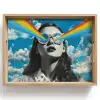 Vrouw - Bril - Regenboog - Wolken Dienblad Rechthoek middel -z3d_shopping