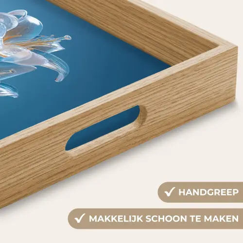 Lelies - Blauw - Glazen Dienblad Rechthoek middel -USP_HandgreepNL