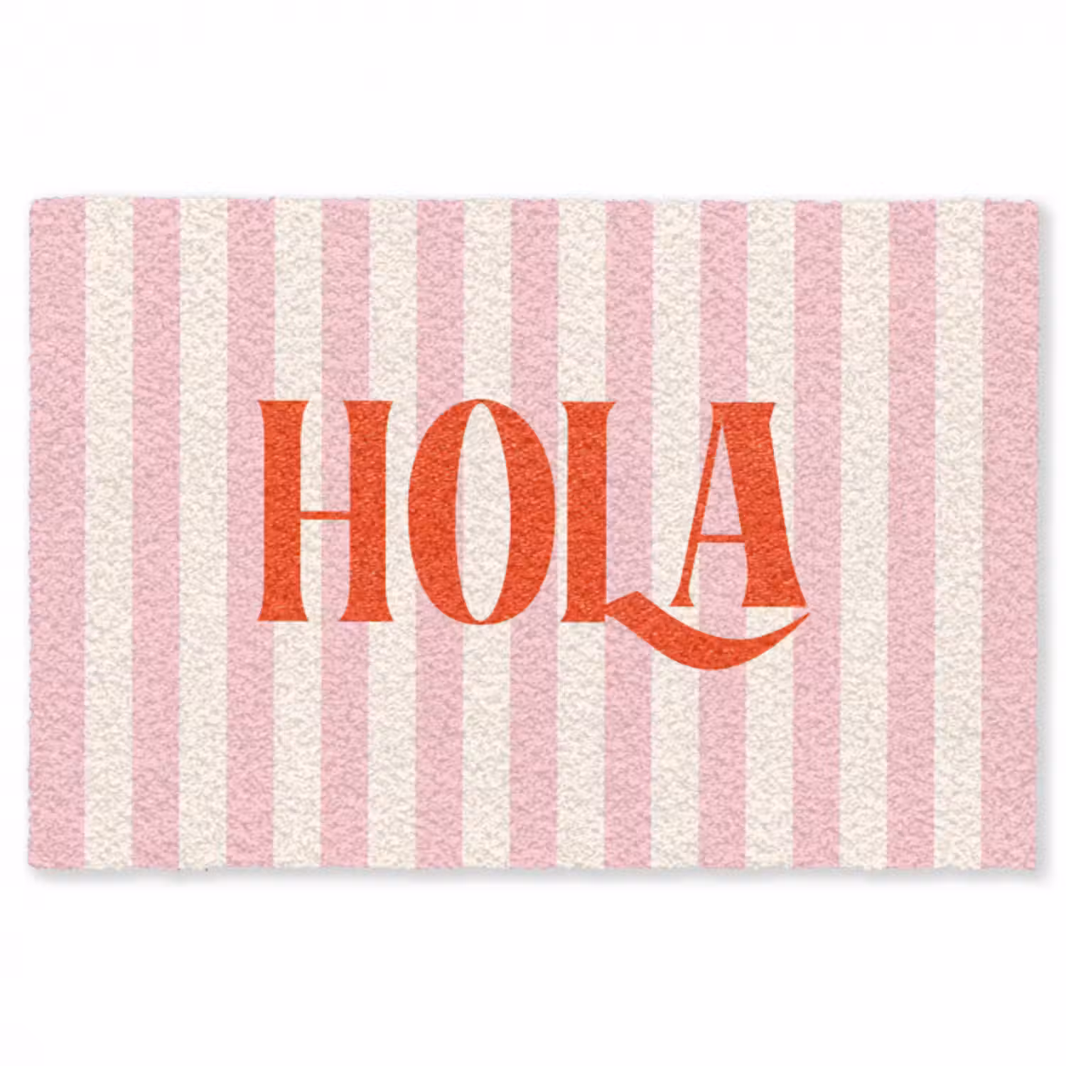 Fußmatte - Hola - Zitat - Streifen - Pastell - Rosa - Rot - Weiß