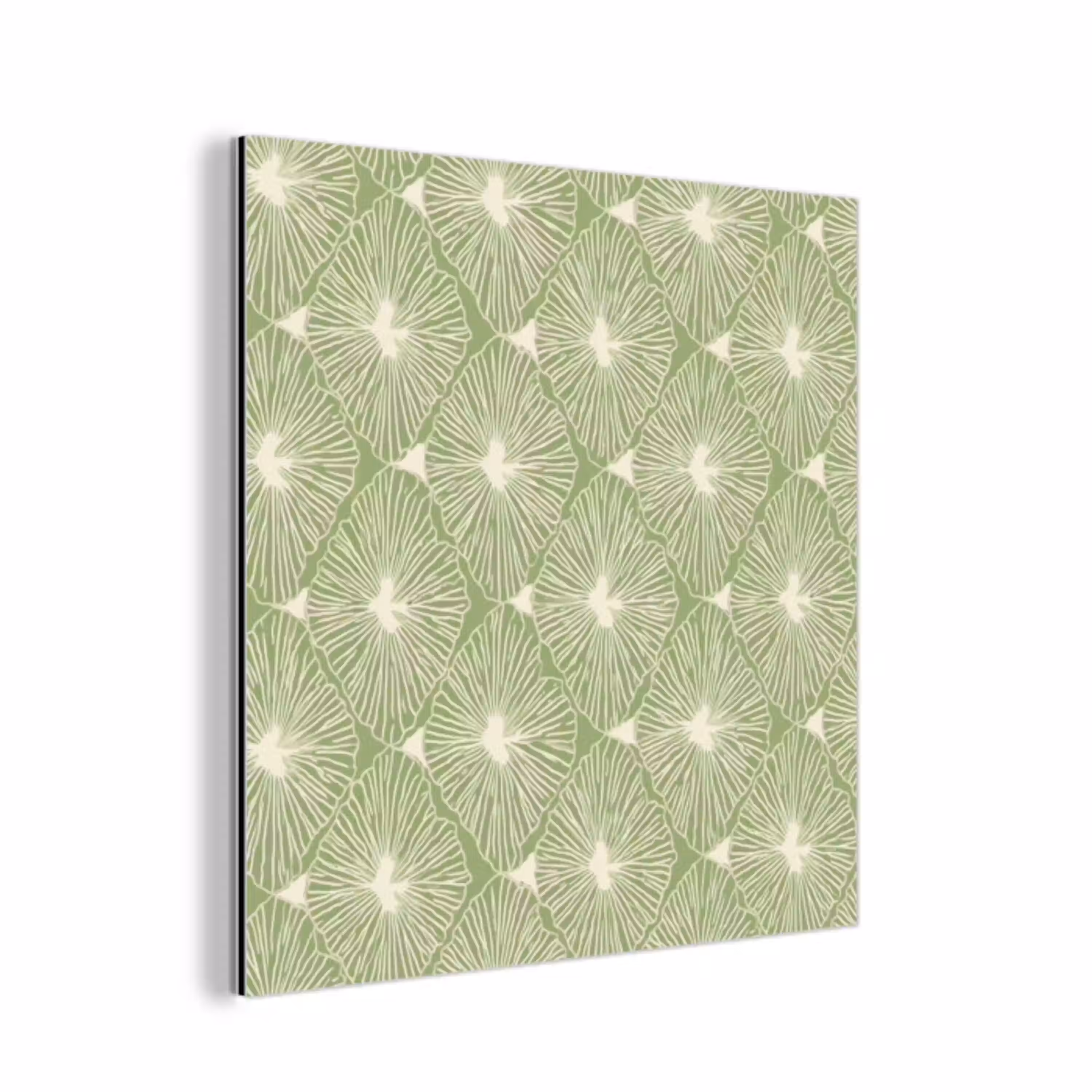 Saliegroen - Botanisch - Ruiten - Organisch - Patroon aluminium wit klein 46 -3d