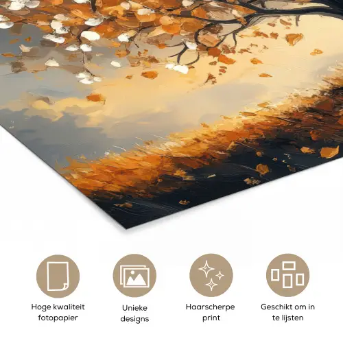 Herfst - Boom - Oranje - Bladeren - Levensboom - Abstract poster papier klein -closeup_NL