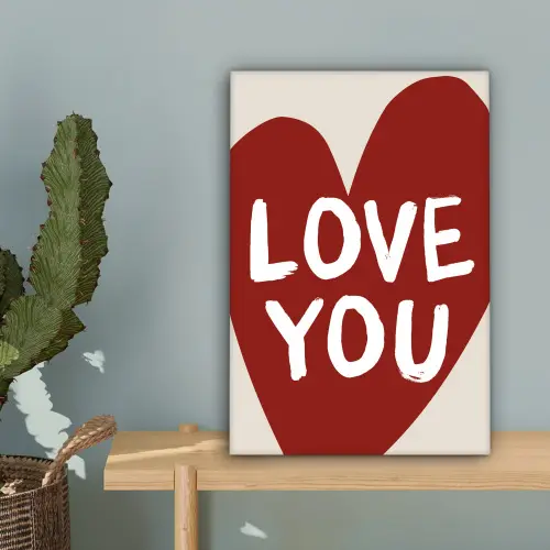 Loveyou - Hart - Rood canvas 2cm klein -sfeer4