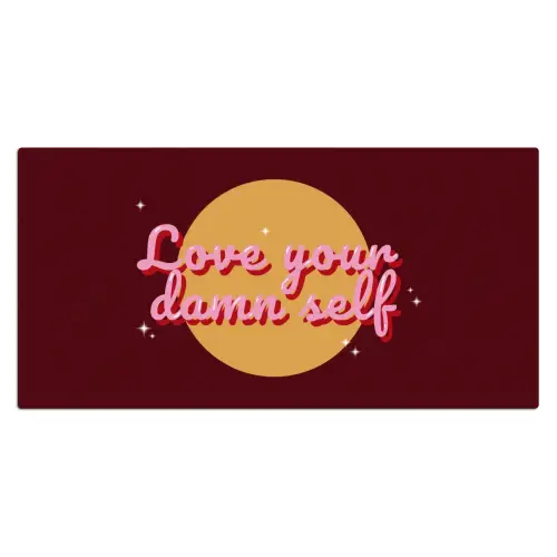 love your damn self - Cirkel - Glitter - Rood Muismat XXL klein -3d_leeg