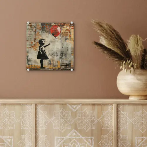 Graffiti - Banksy - Meisje - Street art plexiglas 5mm klein -sfeer5