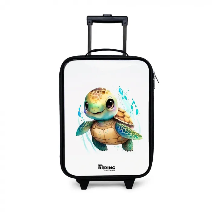 Zeeschildpad met grote ogen Kinderkoffer - Zwart klein -3d