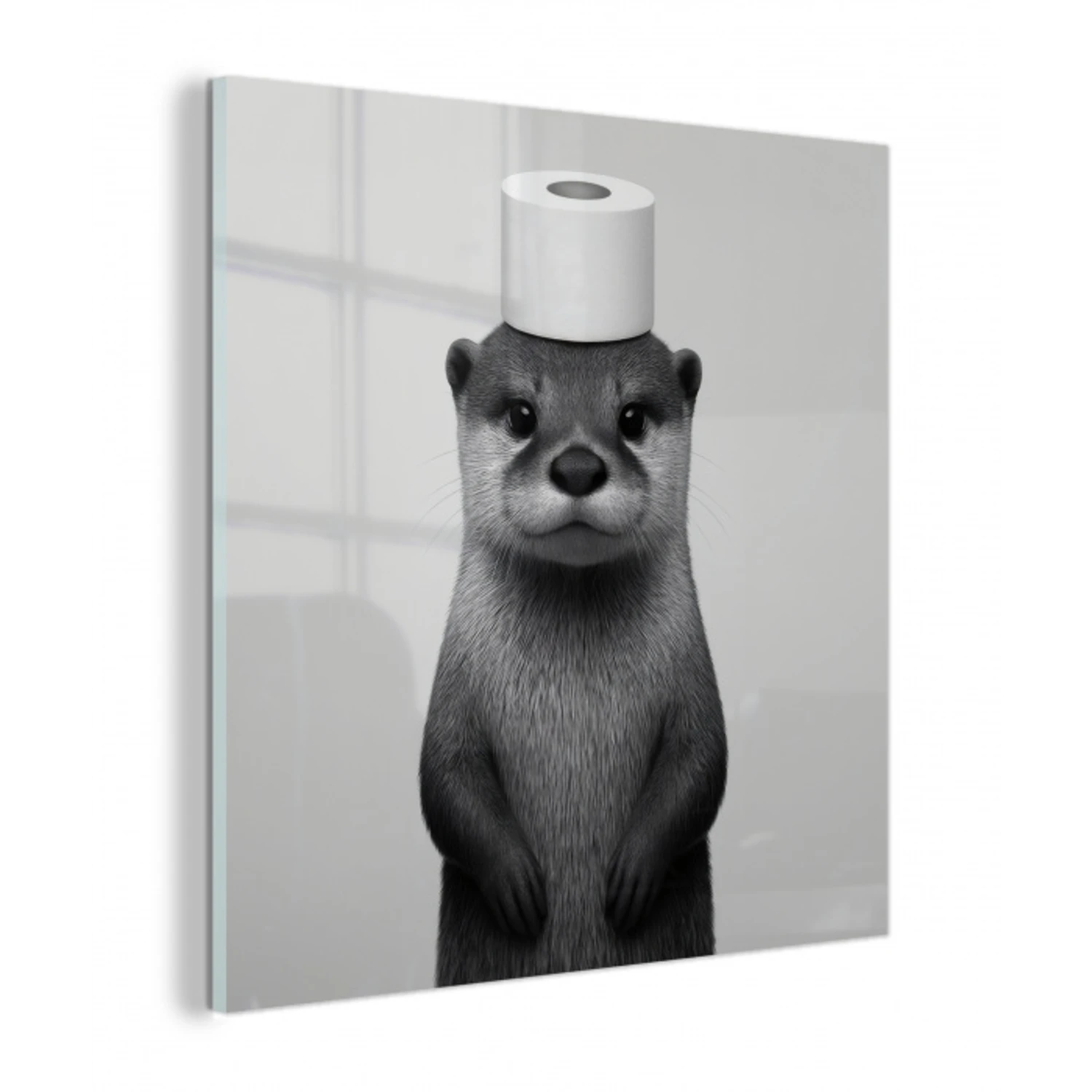 Otter - WC rol - Zwart - Wit plexiglas 5mm klein -z3d