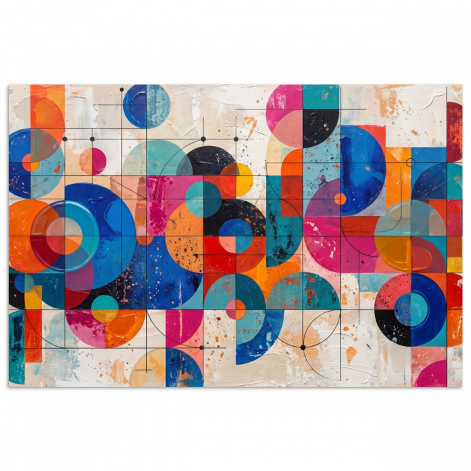 Kunst - Geometrisch - Abstract - Kleurrijk poster papier klein -3d