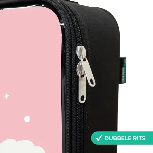 Eenhoorn - Vleugels - Roze - Regenboog Kinderkoffer - Zwart klein -rits_NL