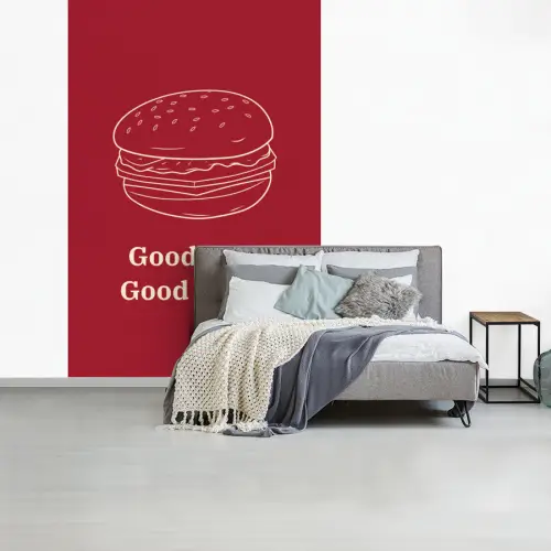 Dieprood - Lijntekening - Tekst - Hamburger fotobehang vinyl groot -slaapkamer