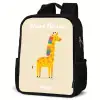 Giraffe - Dier - Kleurrijk Rugzak - Zwart middel -schuin