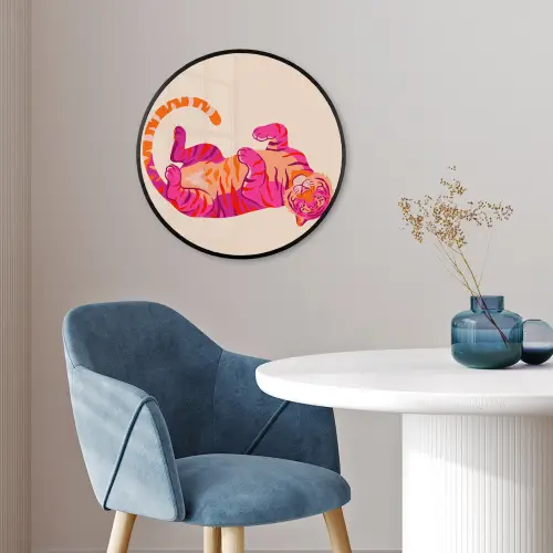 Tijger - Roze - Oranje Fotolijst rond zonder passe partout klein -sfeer2