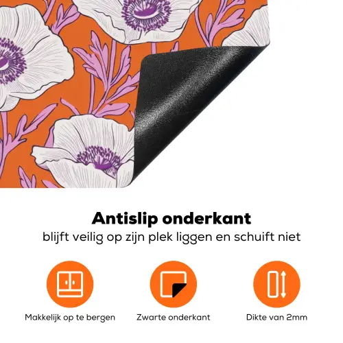 Bloemen - Grafisch - Oranje Inductie beschermer vinyl 3mm klein 276 -zzzzzzz-td-onderkant