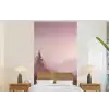Landschap - Mistig - Roze fotobehang vinyl groot -bed