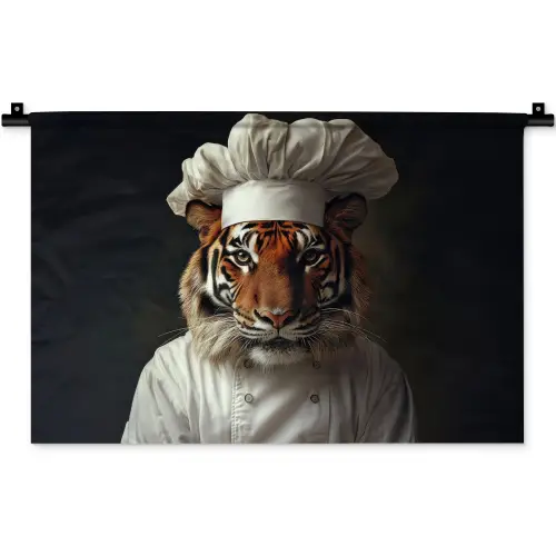 Tijger - Kokskleding - Bruin Wandkleed katoen klein -zz3d