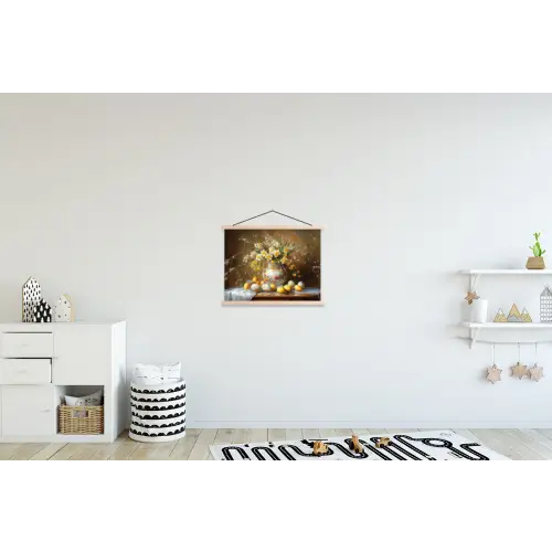 Paaseieren - Stilleven - Vaas textielposter latten blank klein -kinderkamer