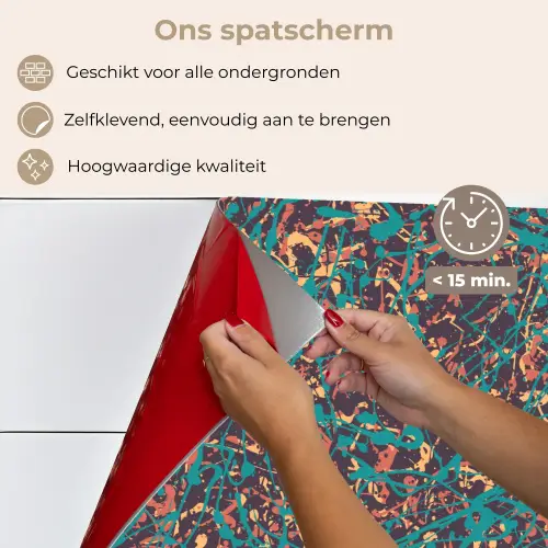 Spat - Abstract - Oranje - Groen keuken achterwand spatscherm klein 900 -spatscherm_NL