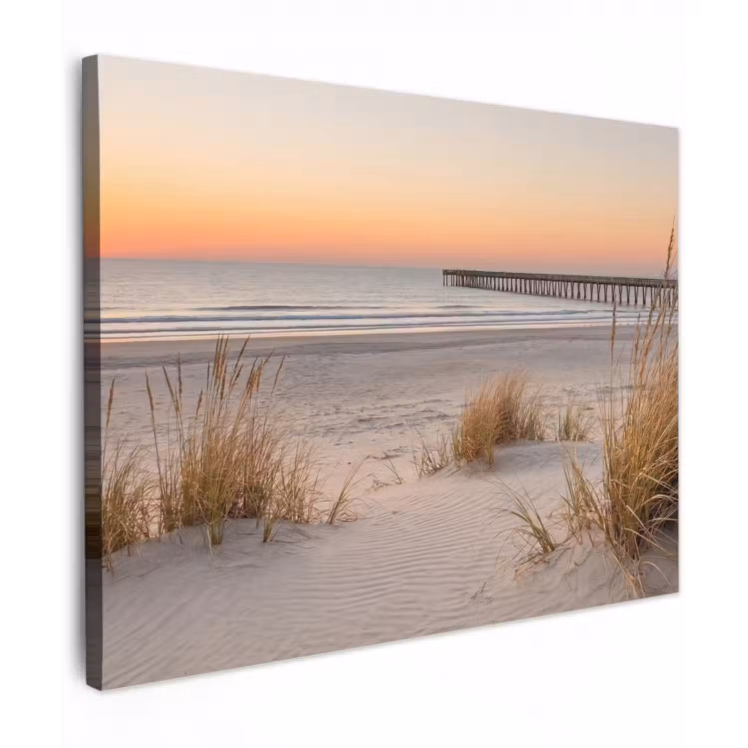 Leinwandbild - Pier - Sonnenuntergang - Strand