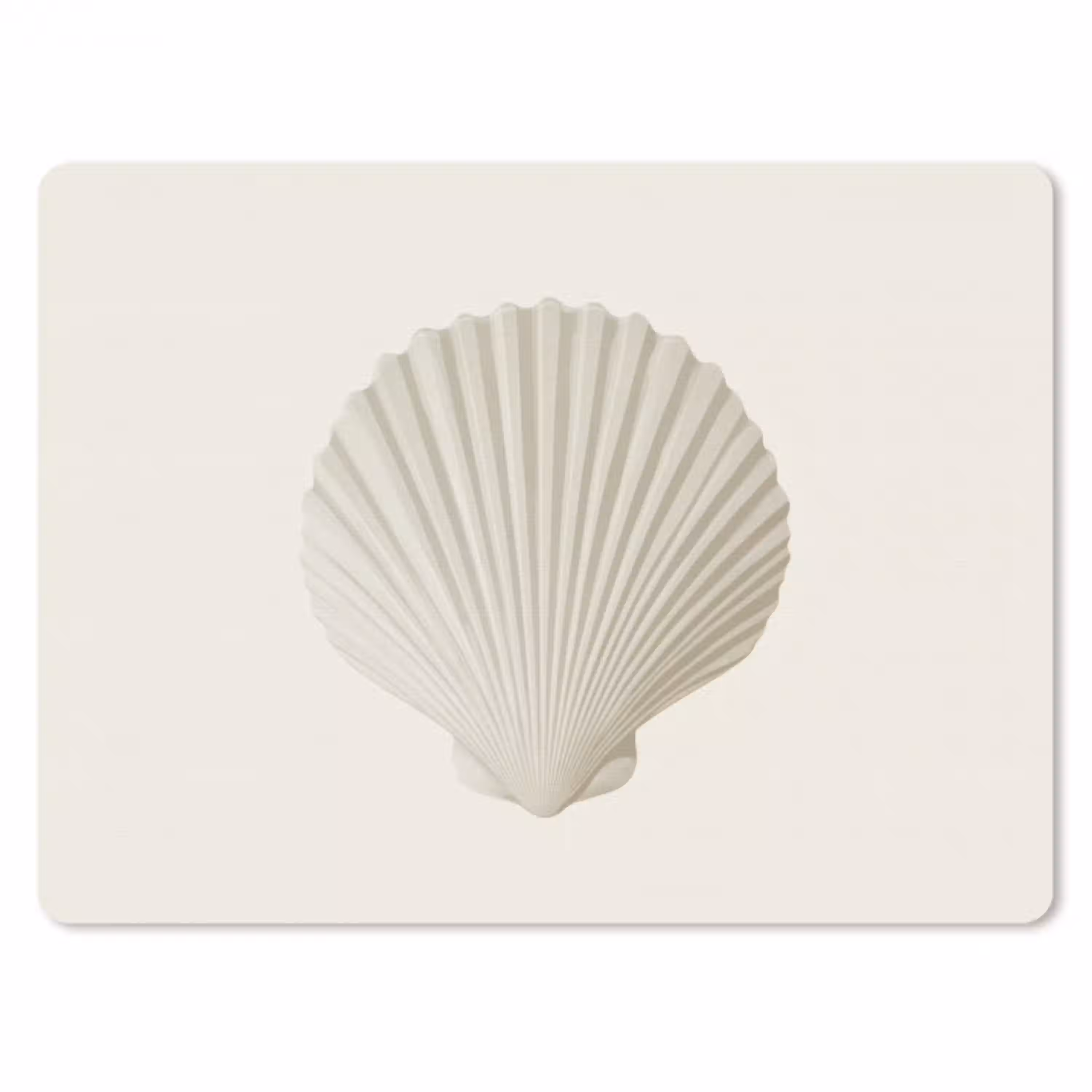 Schelp - Minimalistisch - Wit muismat rubber klein -3d