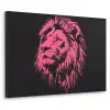 Leeuw - Zwart - Roze - Neon Textielframe zwart klein -3d
